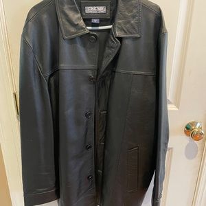Mens long genuine leather jacket